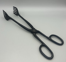 Antique Cast Iron Primitive Fireplace Coal Tongs 14