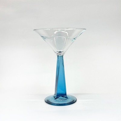 Vtg Bombay Sapphire Gin Squared Tapered Twisted Blue Stem Cocktail Martini Glass