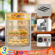 Commercial Food Warmer Display 3-Tier Countertop Pizza Food Cabinet Adjust Temp.