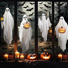 Large Halloween Ghosts Window Clings, 4 Sheets 48 Pcs 11.8x35.4 inches, Ghost