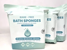 ARCOLUX Rinse Free Bath Sponges for Adults, 30ct Each, (Pack of 3)