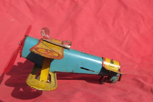 Louis Marx MAR Tin  Toy Airplane Air plane 1930's   read