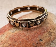 Antique 9ct Gold & Diamonds Eternity Ring Engagement Wedding Band Size N 1.8g