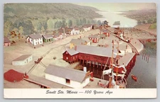 Sault Ste Marie 100 Years Ago Birdseye View Diorama Welchs Dock MI Postcard AJ21