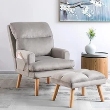 CANMOV Accent Chairs with Ottoman Soft Fabric Comfy Lounge Chair for Living Room