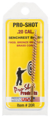 Pro-Shot 20R Bore Brush  .20/ .204 Cal Rifle #5-40'' Thread Bronze Bristles Brass