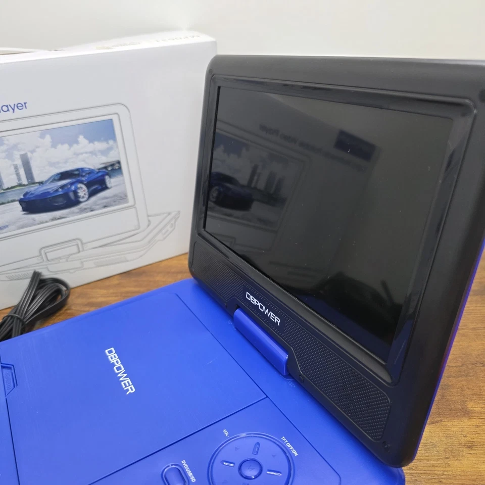 Portable Blue DVD Player 9" Swivel Screen Box & Leads DBPower VGC No Remote  - Image 4 of 4