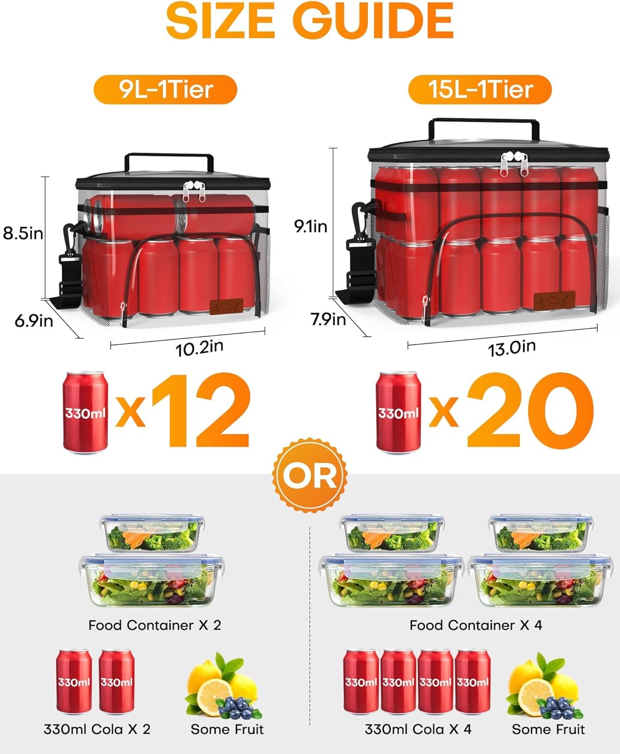 HOTOR Insulated Lunch Box for Men & Women - Leak-Proof Cooler Lunch Bag with 4 P