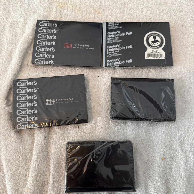 Dennison Carter's  Black  Size 1  Felt Stamp Pad  2.75" x 4.25"  Sealed Lot Of 5