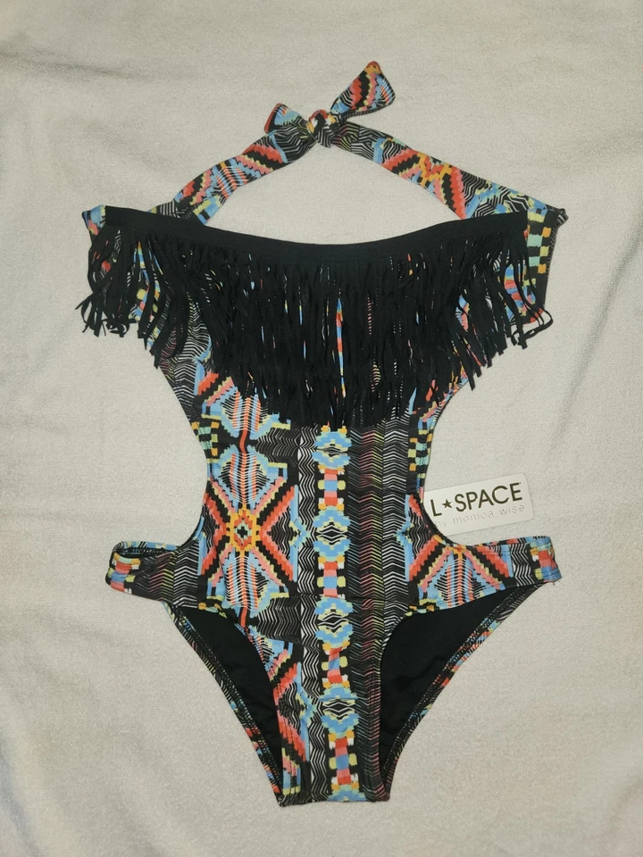 Traje de baño de una pieza L Space Free Love Prima Donna Tribe flecos bandeau XS Foto 2 de 4