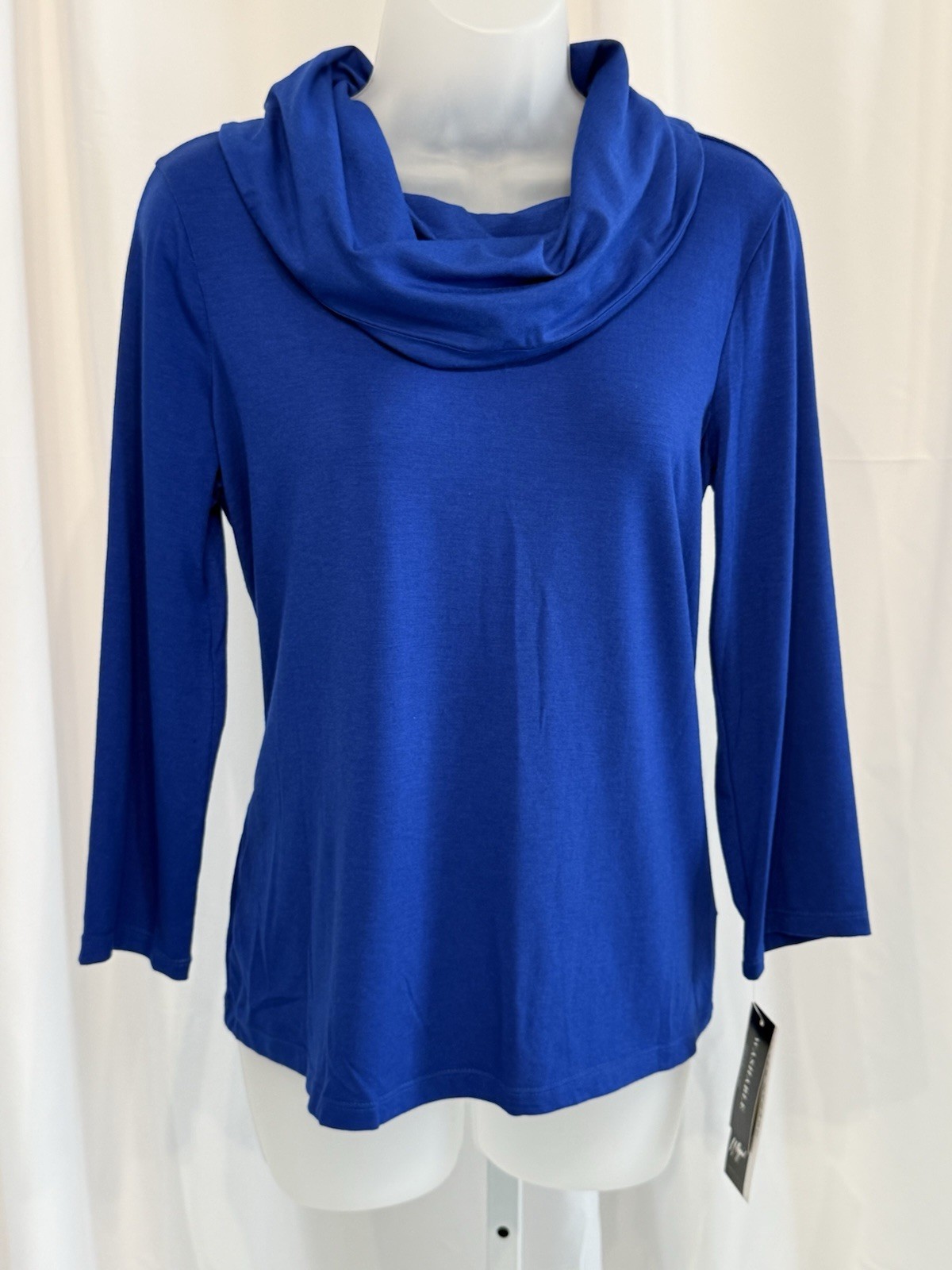 Peter Nygard cowl neck pullover shirt 3/4 Sleeve royal blue size medium NWT