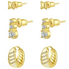 Gold Hoop Earrings Set for Women Trendy, 14K Gold Plated Chunky Hypoallergenic S