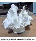 Fenton Hobnail Milk Glass 3 Horn Epergne White Vase 6.5 in