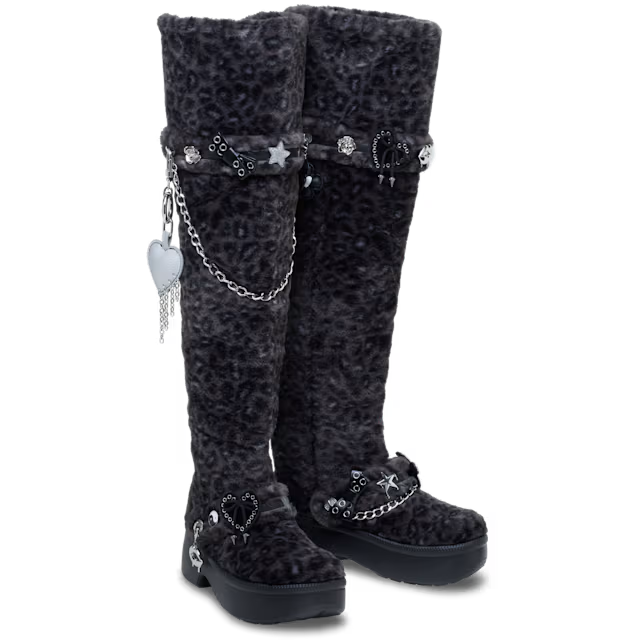 Crocs Unfurgettable Leopard Knee High Boot Size W10 | eBay