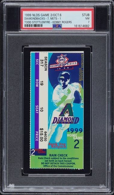 1999 ARIZONA DIAMONDBACKS vs. NEW YORK METS Ticket - NLDS Game 2 PSA 7 NM