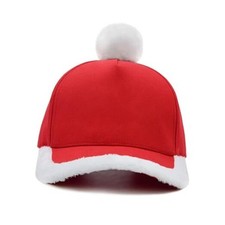 Santa Baseball Cap, Adjustable Christmas Hats for Adults, Structured Xmas Ball