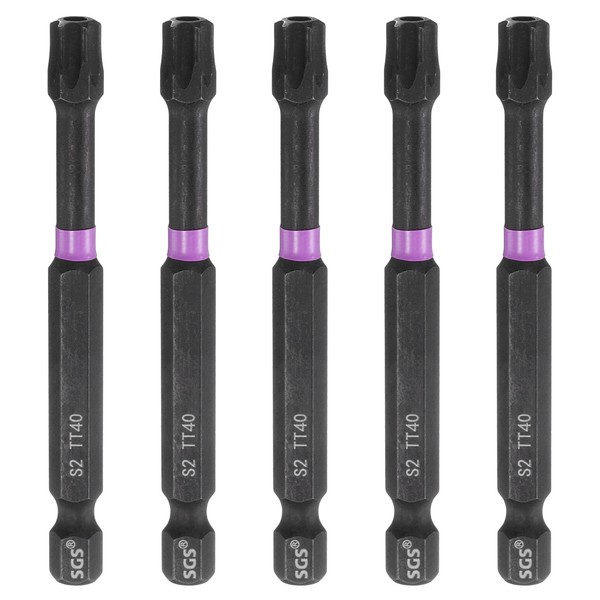 "5Er-Set TT40 Torx Schraubendreherbit 1/4\" Sechskant 3\" FüR Impact Mit Loch"-image
