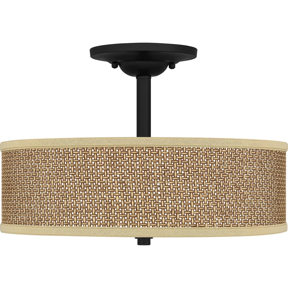 Montaje semi-al ras Quoizel Zen 3 luces negro místico con negro místico Foto 3 de 4