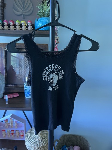 Brandy Melville Strawberry Fields Black Lace Tank