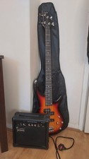 Glarry Electric Bass Guitar Sunset w/20W Amplifier, Excellent Condition