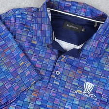 Bugatchi Mens Medium Wynn Golf Club Abstract Print Short Sleeve Polo Shirt