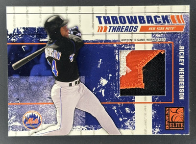 2003 Donruss Elite Rickey Henderson Throwback Threads Game Used 3 Clr Patch /250