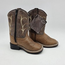 Size 5.5 NWT Old West Broad Square Toe Toddler Cowboy Boots: Vintage Tan/Brown