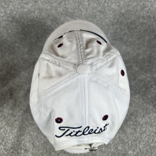 Titleist Cappello Vintage Berretto Golf Nuova Era Bianco Rosso Blu Accenti Logo Regolabile - Foto 7 di 11