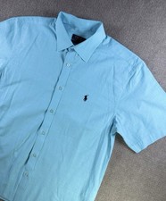 Polo Ralph Lauren Custom Fit Linen Shirt Mens - Teal Short Sleeved Made In USA