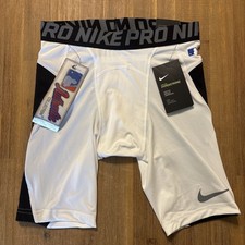 Nike Pro Boys L Hyperstrong Tight Fit Compression Baseball Shorts White NWT