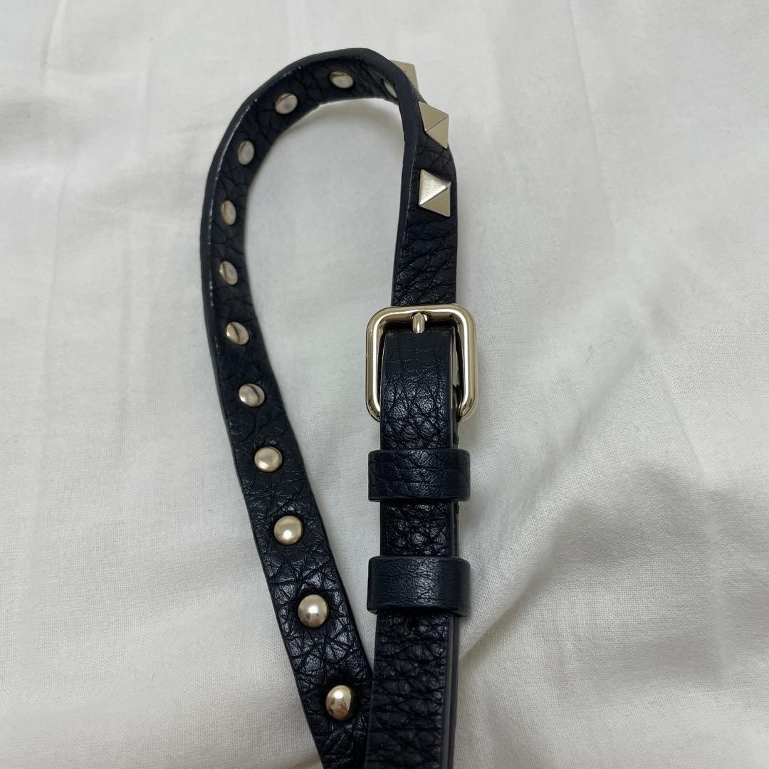 VALENTINO Women Rockstud Shoulder bag Leather Black Gold from japan thumbnail 7