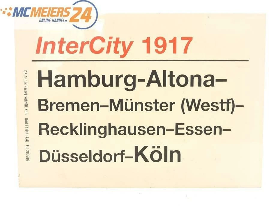 Plaque de circulation des trains E244 plaque de wagon InterCity 1917 Hambourg... - Photo 1/1