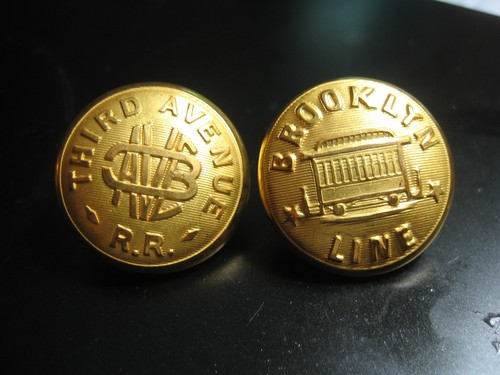 NYC Transit Uniform 2X Buttons1920s Brooklyn Line 3rd Ave RR