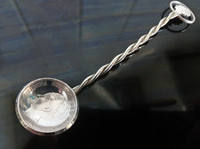 Queen Wilhelmina of the Netherlands twist stem silver coin spoon.
