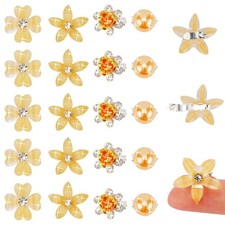 20 PCS Small Gold Hair Clips Rhinestone Flower Cute Pins Girls Decorations