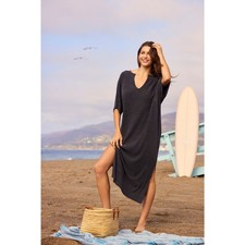 Barefoot Dreams CozyChic Ultra Lite Caftan Carbon Grey One Size Soft Life Luxury