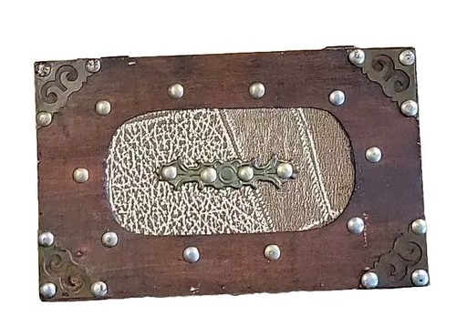 Antike Rezeptkartenbox aus Holz, schönes Messing Design 8,5x6x5 - Bild 2 von 11