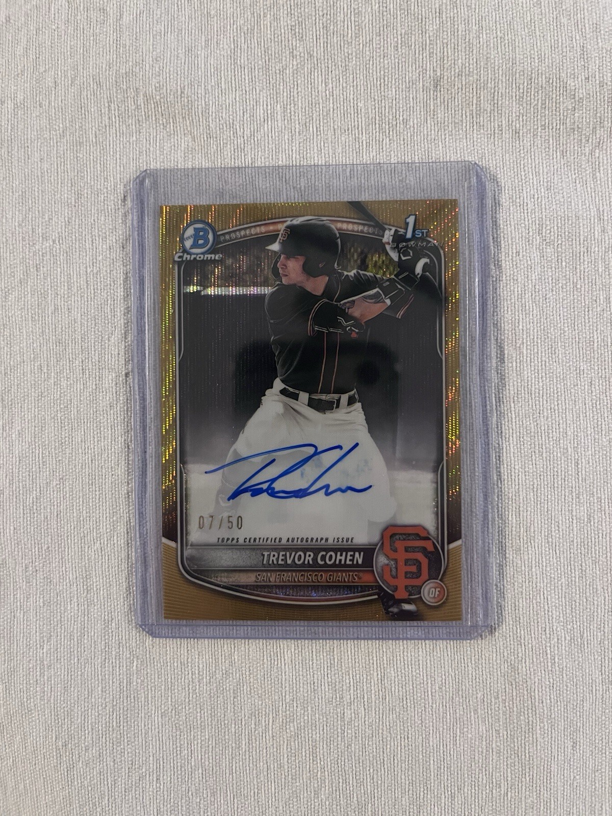 TREVOR COHEN 2025 Bowman Chrome Draft Gold Wave Refractor Auto #CPA-TC 07/50