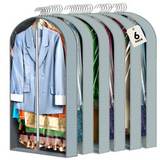 6 Pcs 40"Garment Bags for Hanging Clothes Clear Suit for Closet Storage Clothing