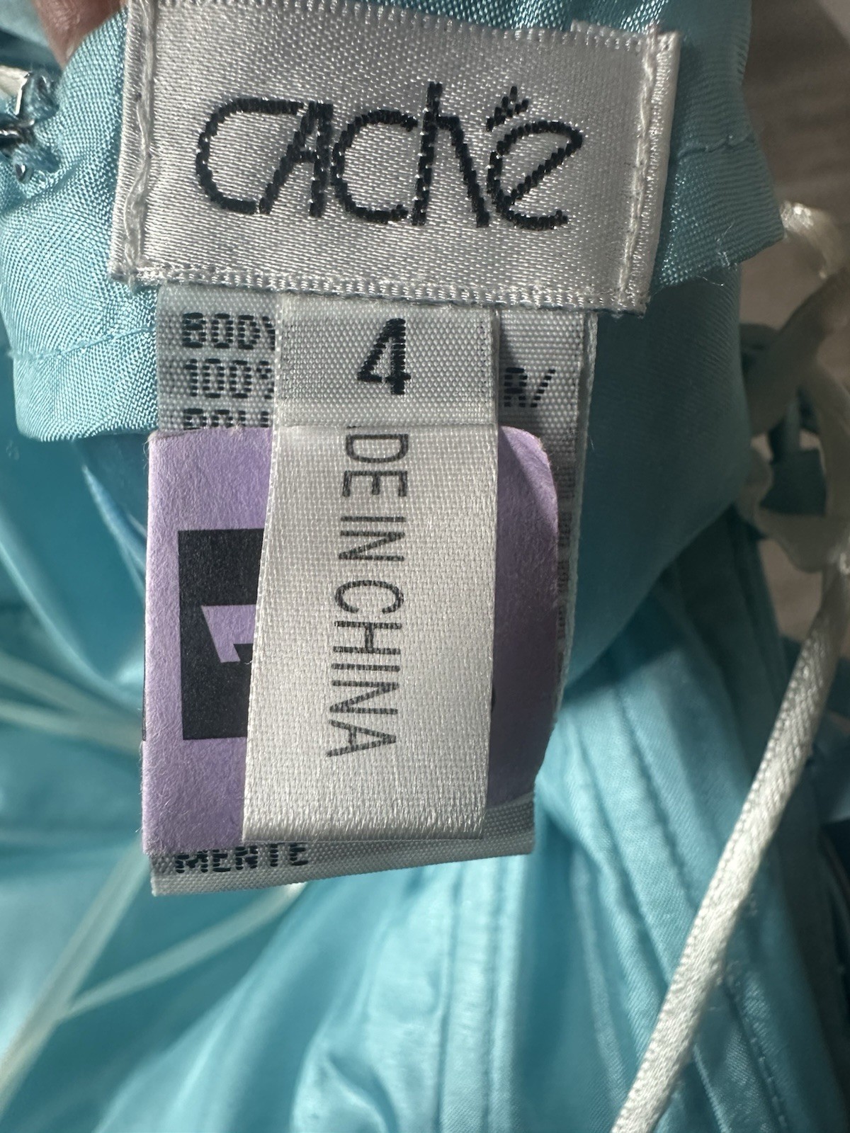 VTG  Cache Prom Dress Maxi Ball Gown Blue Fairy Princess 90s Y2K Corset Bead 4