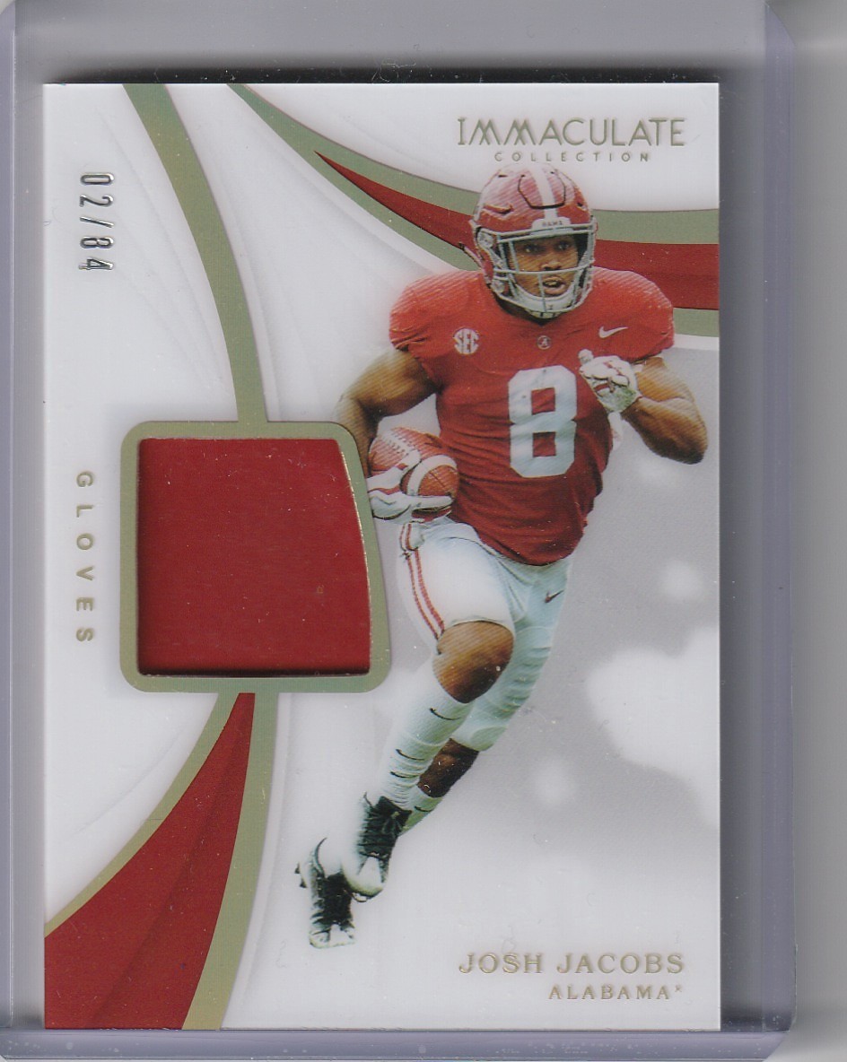 Josh Jacobs Panini Immaculate Collection Collegiate Immaculate Gloves Relic #20 Base