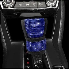 Blue Diamond Car Shift Knob Cover Crystal Shining Leather Protect Color Blue