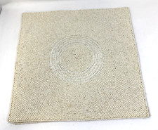 Set of 6 Pier 1 Imports Ivory Beaded Square Placemats Formal Christmas Holidays