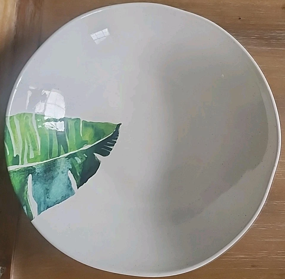 Tommy Bahama Crema Melamina Redondo Tazón para Servir Verde Deja Plato Lavadora Seguro Foto 3 de 4