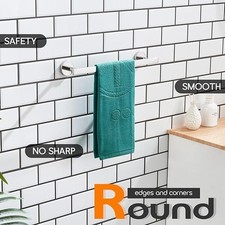 Bathroom Towel Holder Bar Self-Adhesive Wall Mounted Shower Towel Rack, 12 Inch