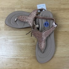 Nicole Nocular slippers Size 8.5 Beige Behind Heel Strap Cushioned Footbed