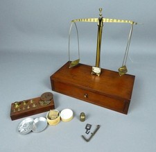 Vintage Becker's Sons Chemist Wood & Brass Scales with Weights c1890 #6020
