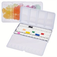 1pc Iron Empty Watercolor Tin box Palette Paint Case Rectangle 66pcs Plastic