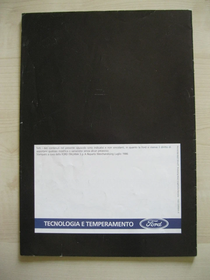 BROCHURE FORD SIERRA - 25 PAGINE A COLORI - FORD ITALIANA S.P.A - LUGLIO 1986 - Immagine 3 di 4