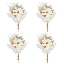 4 Pcs Mini Pampas Grass Dried Flower Bouquet Gypsophila Boho Gift White